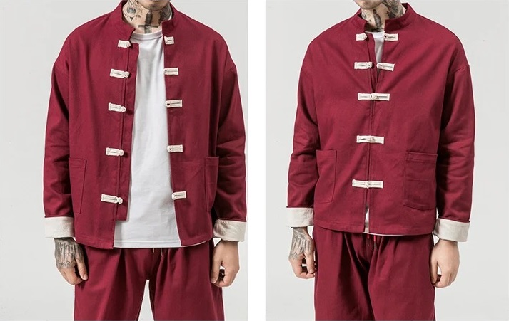 veste rouge chine traditionnel homme