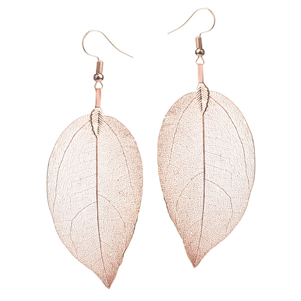 Boucles d oreilles  rose feuille