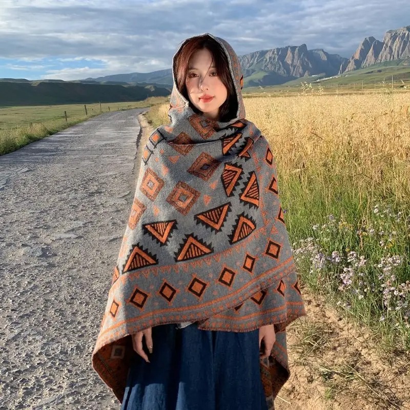 Poncho orange femme