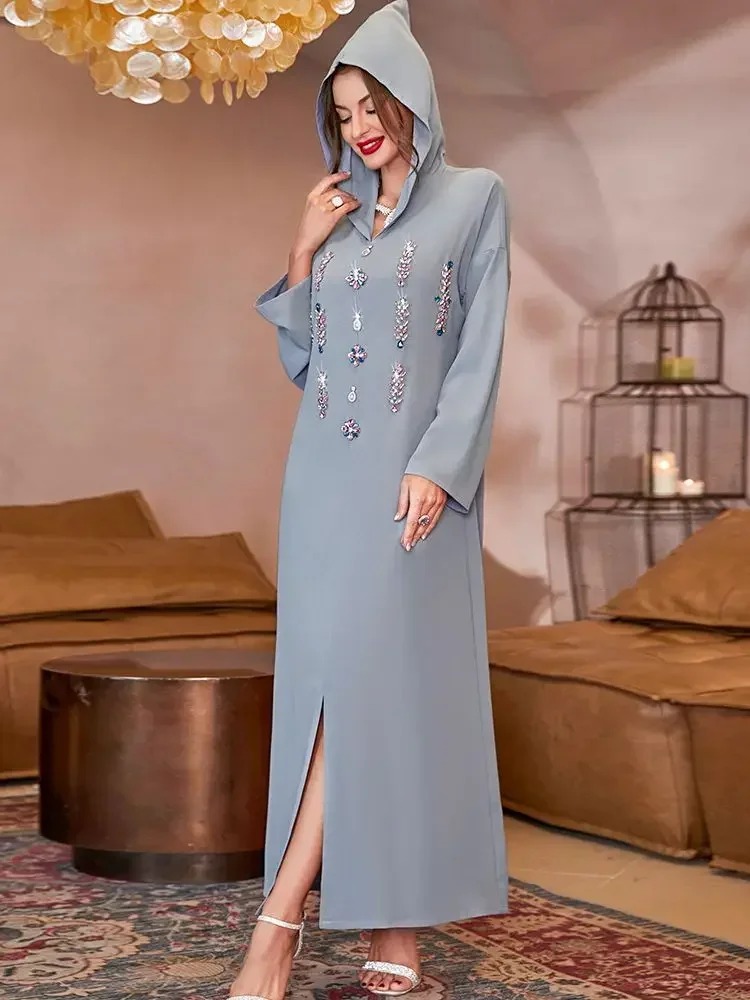 Robe djellaba grise femme