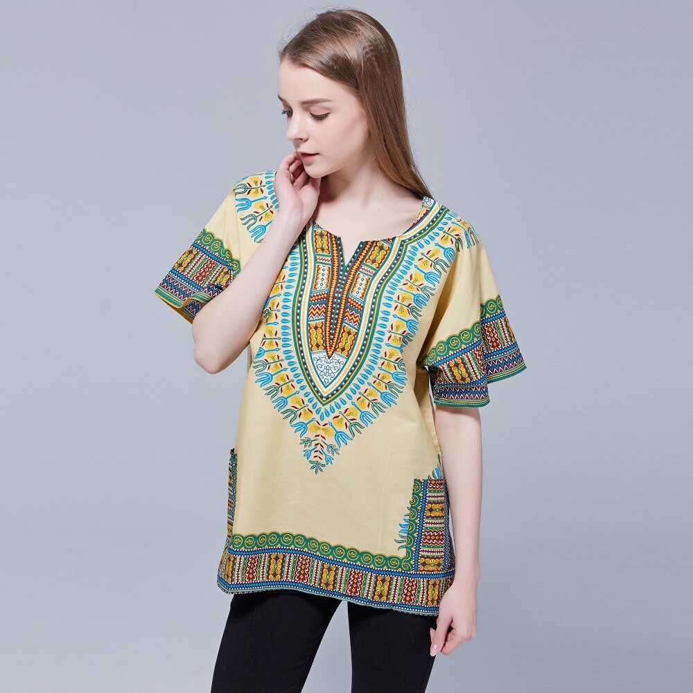 Robes-africaines-pour-femmes-unisexe-ethnique-t-shirt-Vintage-Tribal-avec-Dashiki-imprimer-100-haut-en
