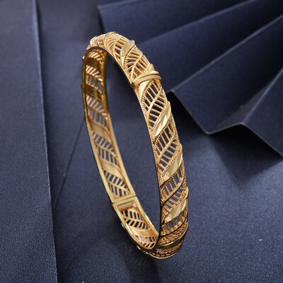 Bracelet jonc ouvrant feuille