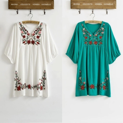 Robe courte ample à fleurs
