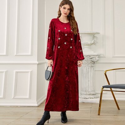 Robe longue velours femme
