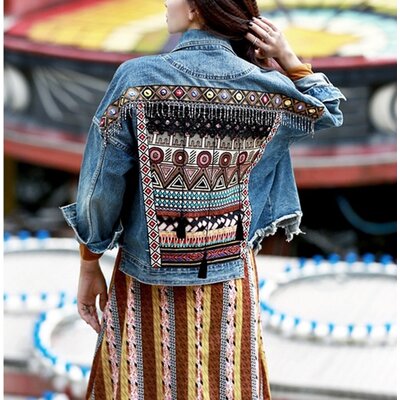 Veste jean florale