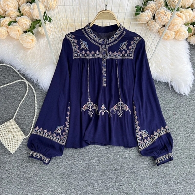 Chemisier bleu boho