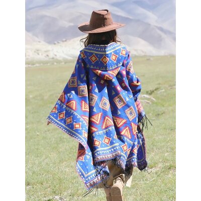 Poncho bleu boheme