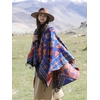 Poncho bleu femme