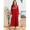 Robe-Maxi-brod-e-pois-pour-femmes-col-rond-manches-longues-panneau-franges-l-gant-v