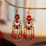 Vintage-indien-Jhumka-femmes-rouge-gland-boucles-d-oreilles-gitane-bijoux-boh-me-ethnique-fleur-sculpt