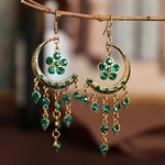 boucles d oreilles lune etoile vert