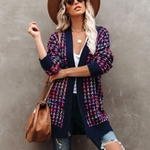 Cardigan long a carreau
