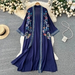 cardigan long bleu