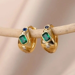 Boucles d oreilles géometrique zircon vert