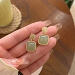 Boucles d Oreilles en Pierre Verte