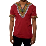T-shirt-africain-manches-courtes-pour-hommes-v-tement-africain-Dashiki-imprim-riche-et-Bazin-d
