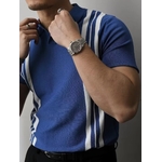 Polo bleu rayé homme