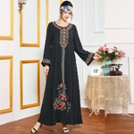 Abaya-robe-Maxi-brod-e-pour-femmes-musulmanes-manches-longues-col-rond-modeste-duba-turquie-arabe