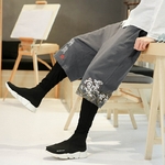 Japonais-d-contract-mode-Style-hommes-pantalon-vague-broderie-faux-deux-pi-ces-t-f-te