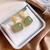 Boucles d Oreilles Carrées en Pierre Verte