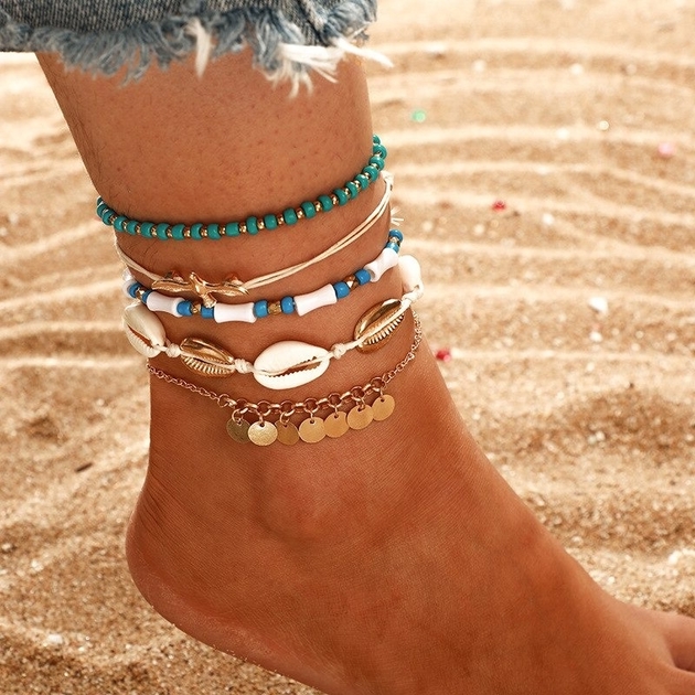 Ensemble bracelets de cheville d'été plage - femme