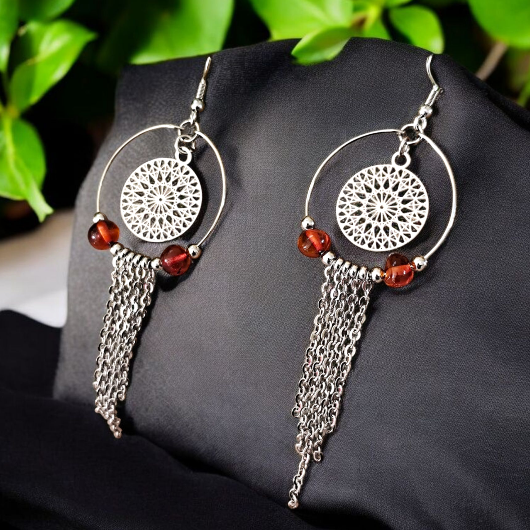 boucles doreilles acier et pierres