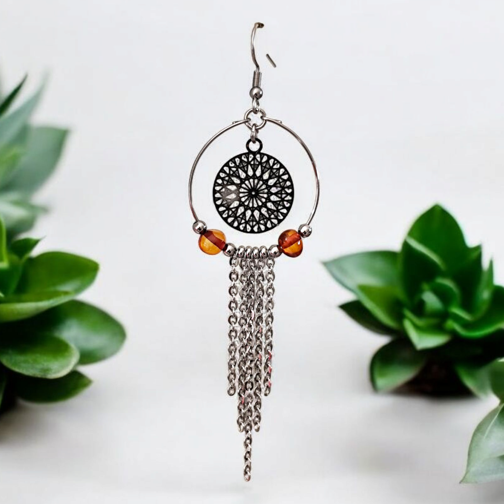 boucles doreilles ambre