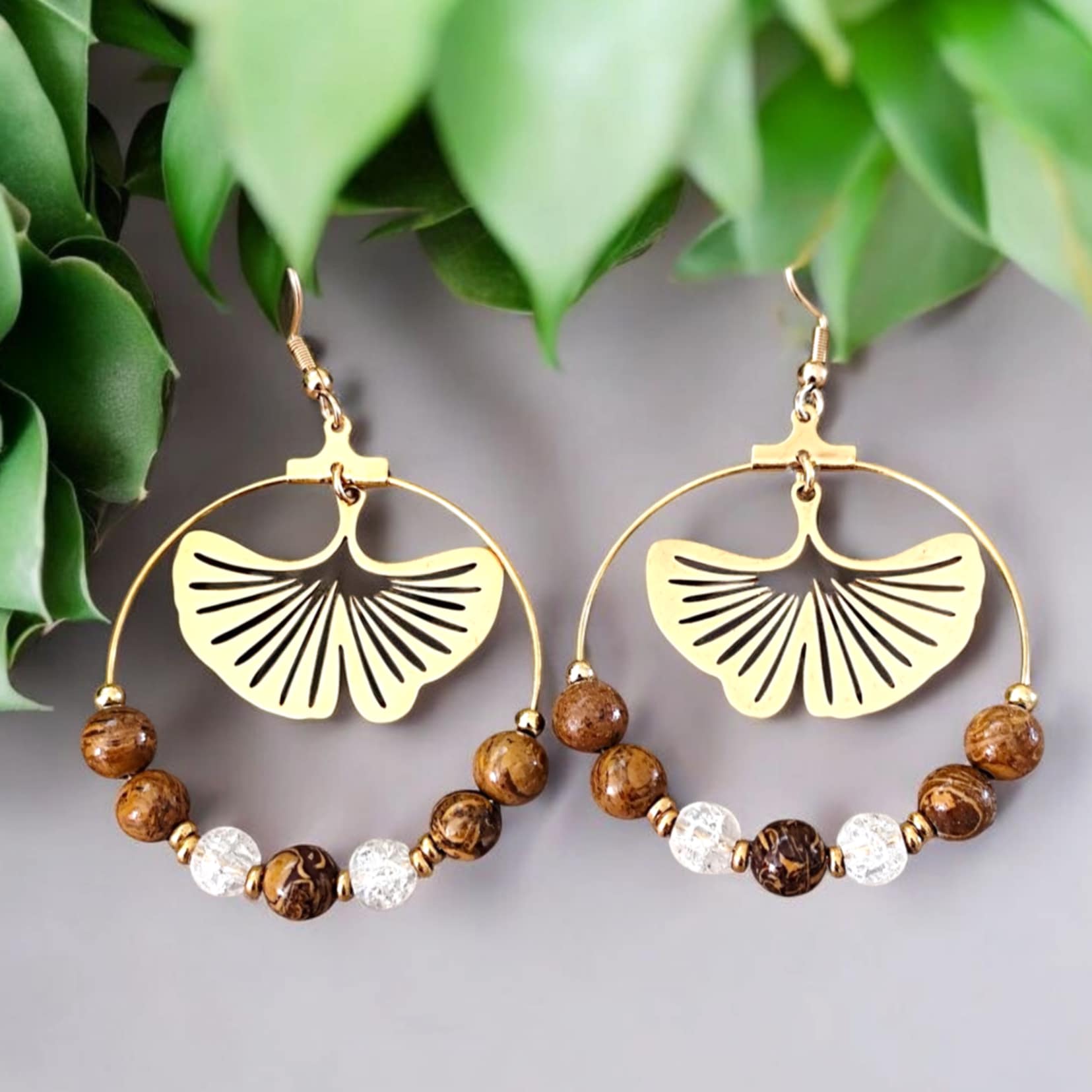 boucles doreilles acier et pierres