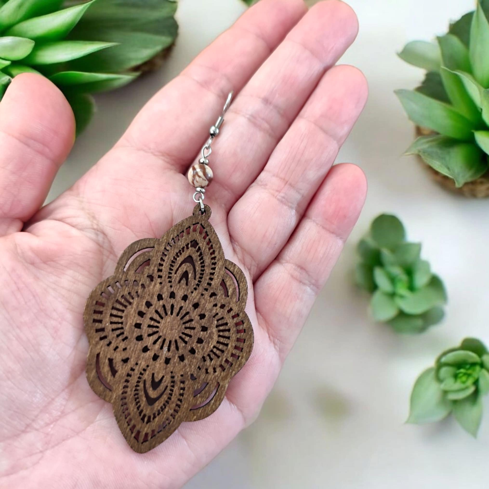 boucles doreilles en bois