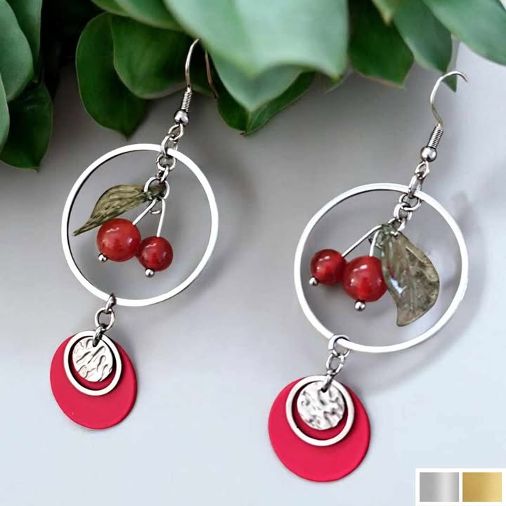 Boucles dOreilles Cerise | Pierre Naturelle Personnalisable