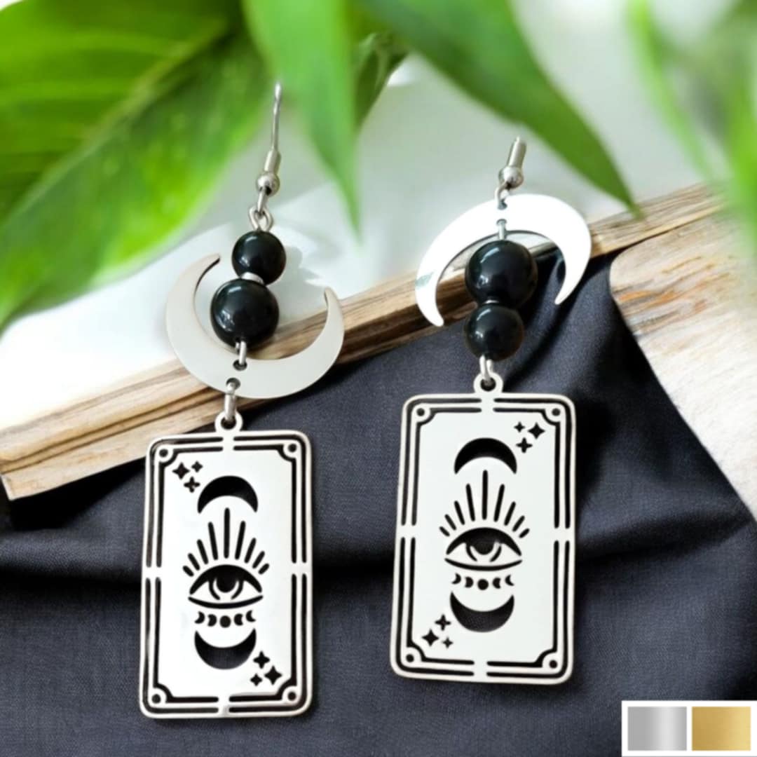 Boucles dOreilles Clairvoyance | Œil Mystique et Pierre Naturelle