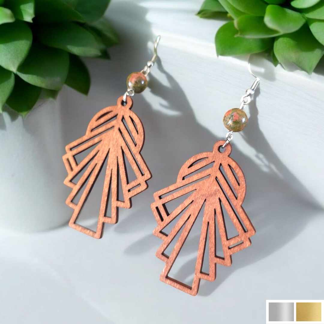 Boucles doreilles Audace – Géométriques et pierre naturelle