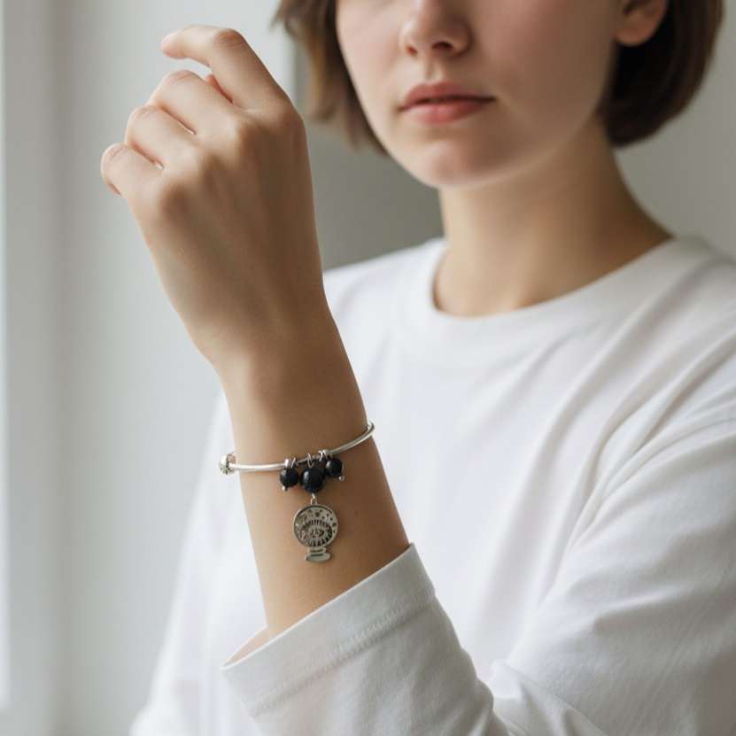 bracelet acier et pierres naturelles