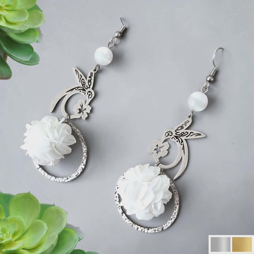 Boucles d’oreilles Primavera – Fleur et pierre naturelle personnalisables