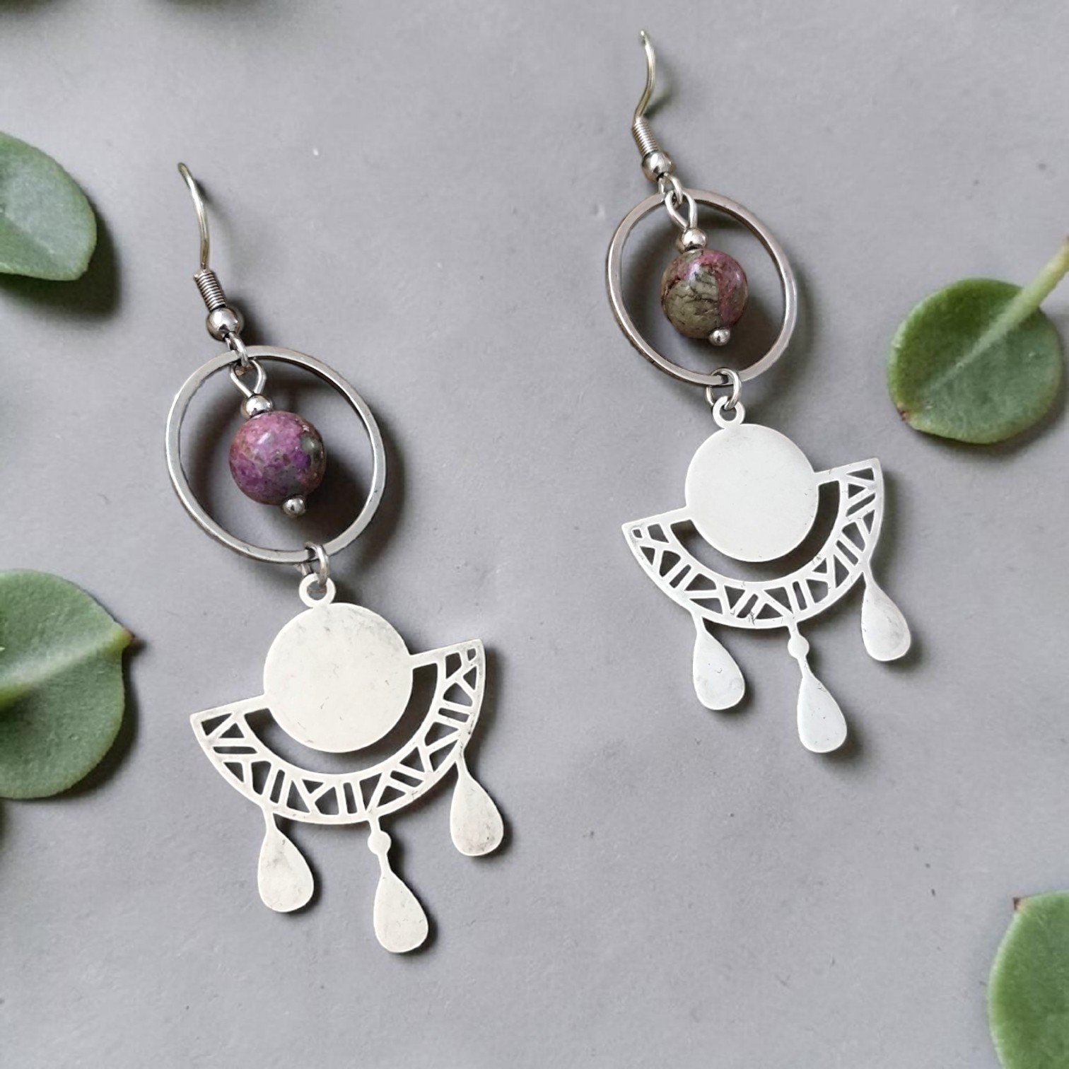 Boucles dOreilles Soléa | Bijou Solaire avec Pierre Naturelle