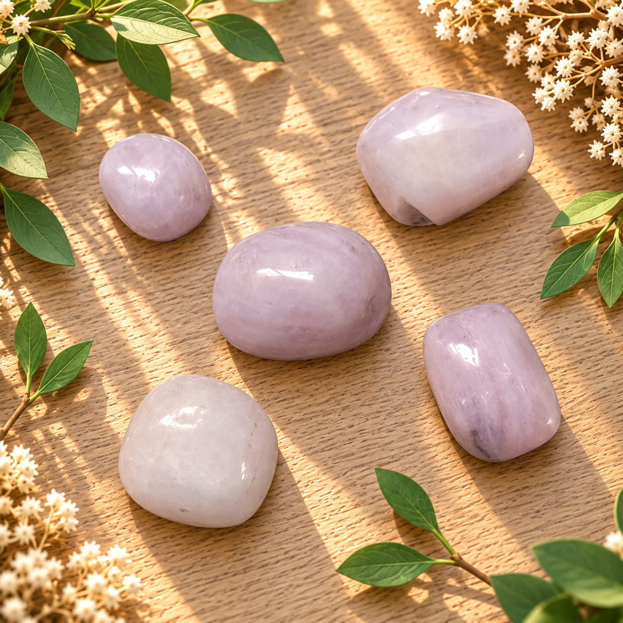 Pierres roulées de Kunzite rose pâle et lilas – 5 à 14 g