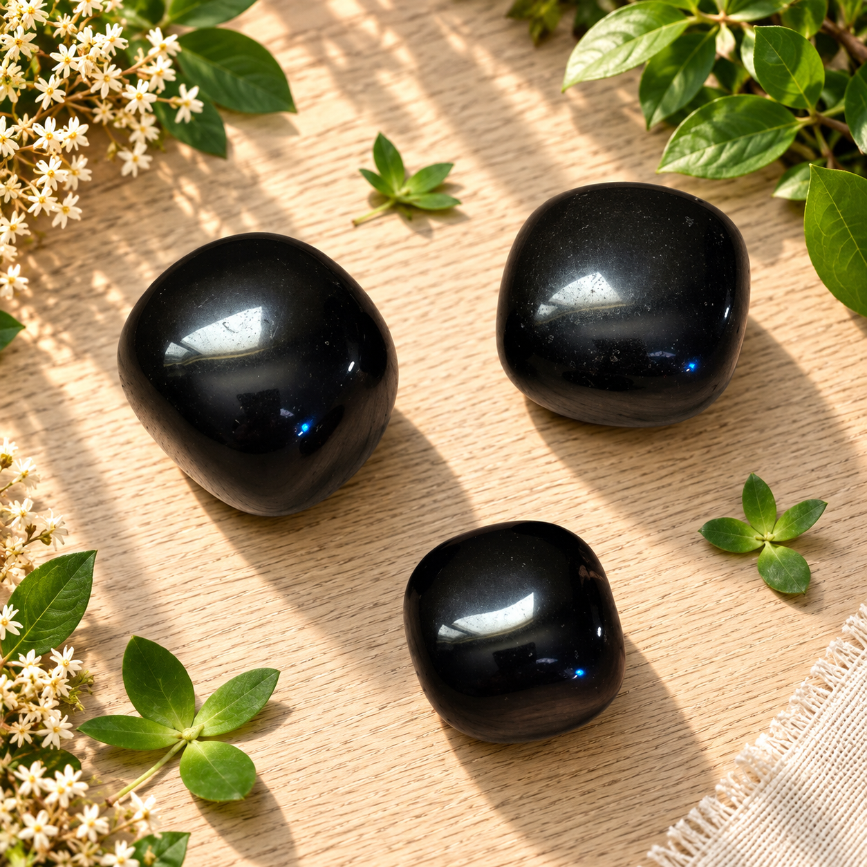 Pierres roulées d’Obsidienne Noire naturelles, noires et brillantes – 9 à 21 g
