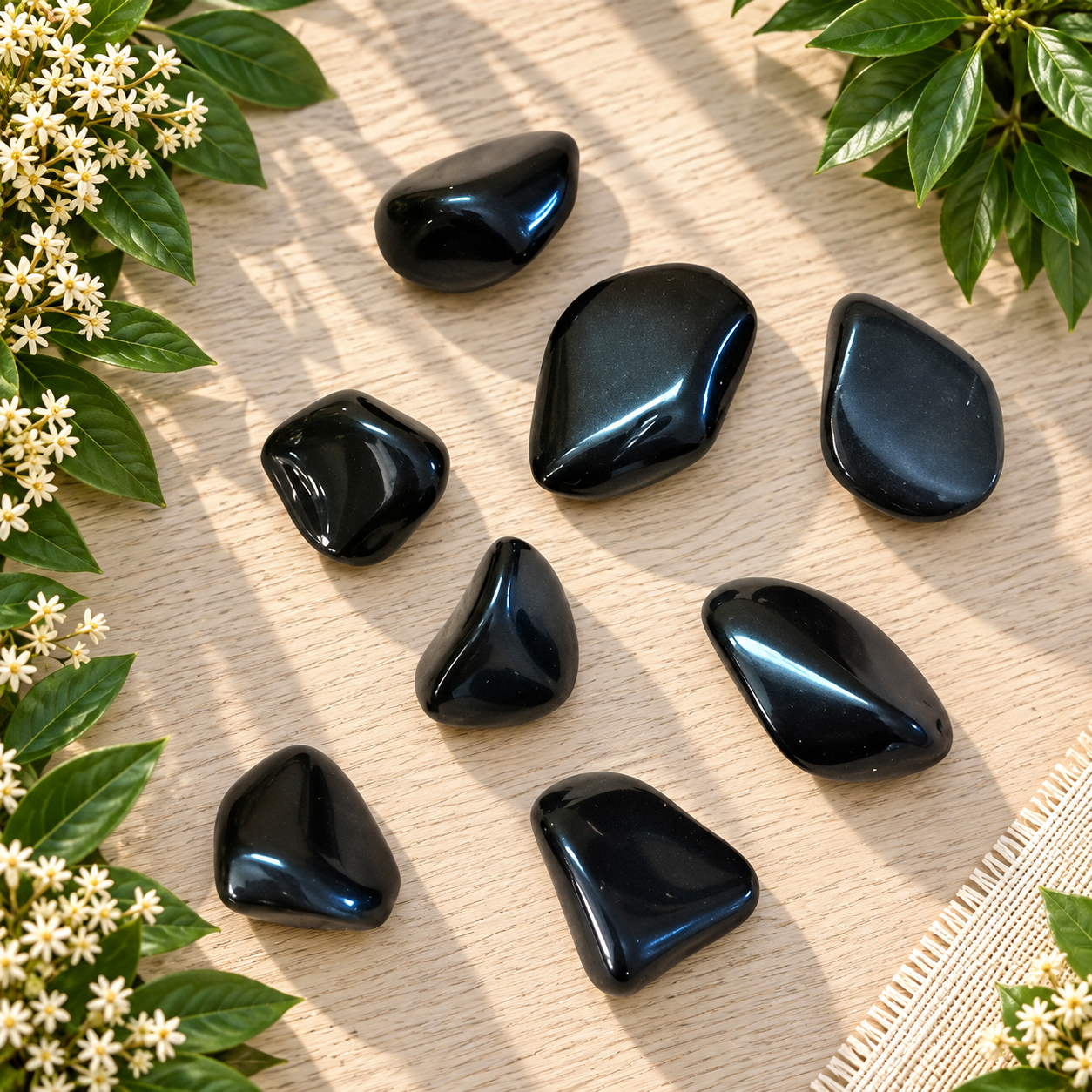 Pierres roulées d’Obsidienne Œil Céleste noires aux reflets irisés – 3 à 4 g