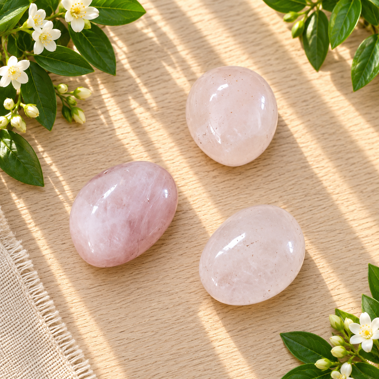 Pierres roulées de Quartz Rose naturel rose pâle et translucide – 11 à 15 g