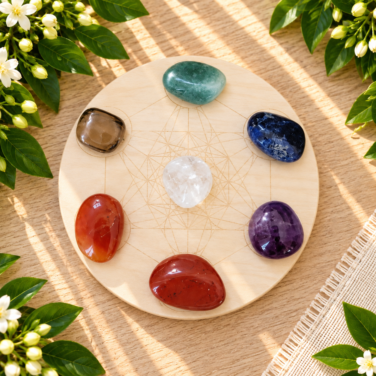 Pierres-roulées-7-chakras-plaque- métatron