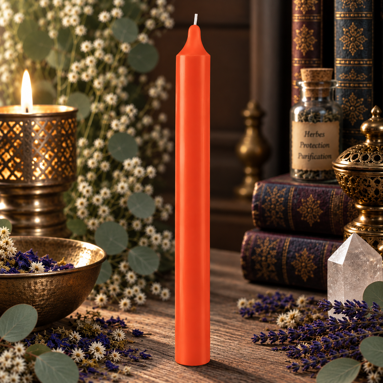 bougie-rituelle-orange-22-cm-teintee-dans-la-masse