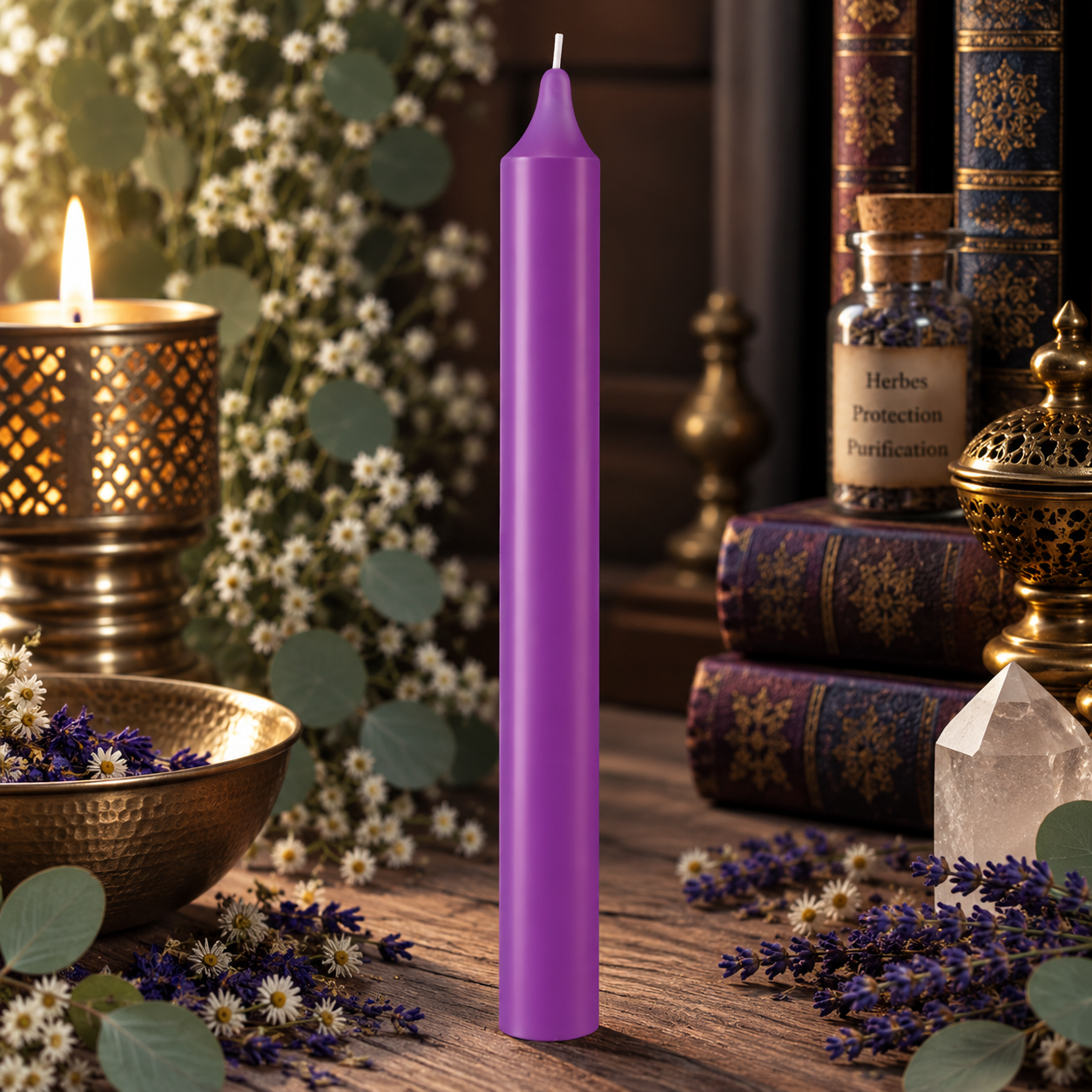 bougie-rituelle-violette-22-cm-teintee-dans-la-masse