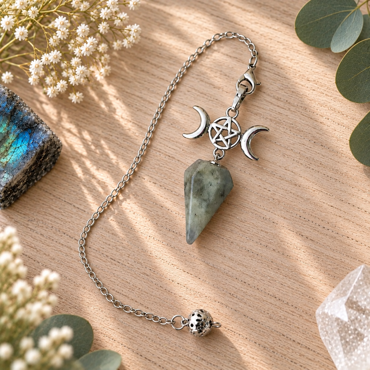 pendule-triple-lune-et-pentacle-en-labradorite-naturelle