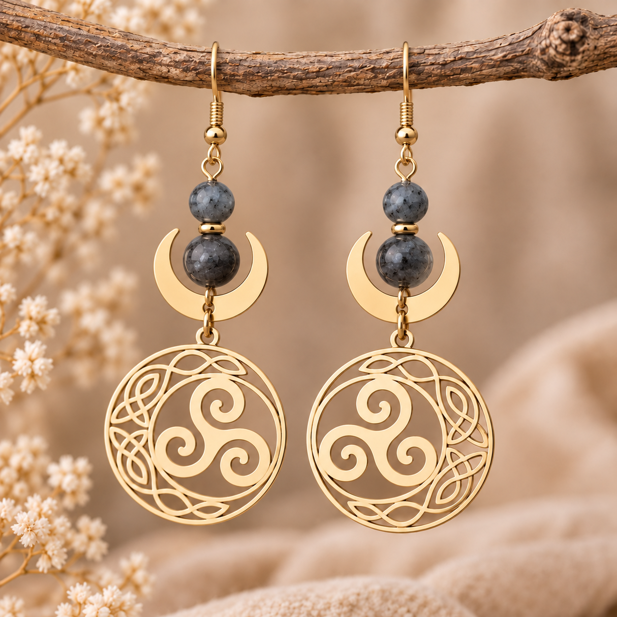 boucles-oreilles-dorées-triskell-lune-pierre-naturelle