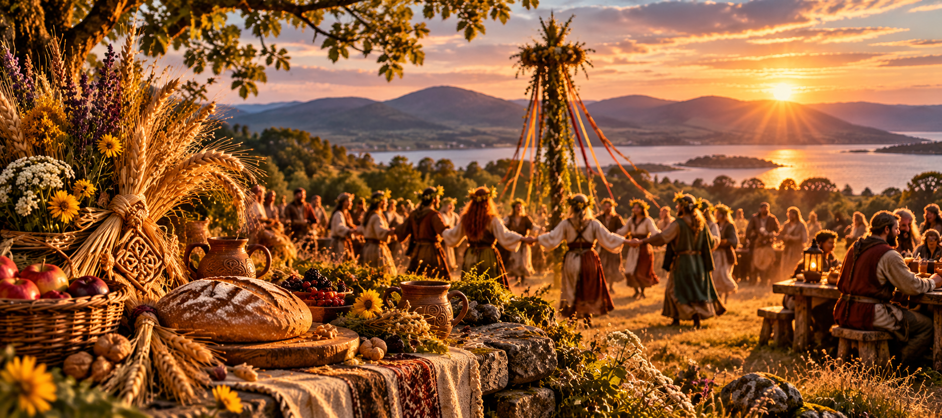 Célébration de Lughnasadh autour des récoltes, du pain et d’un rassemblement communautaire