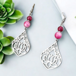 Boucles d'oreilles Nyméa – Lotus et pierres naturelles
