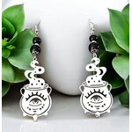 Boucles d'Oreilles Alchimie | Chaudron et Pierre Naturelle