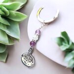 Porte-clés lotus Quintessence avec lune et pierre naturelle