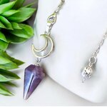 Pendule Lune en Améthyste naturelle avec chaîne