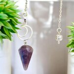 Pendule Lune en Améthyste naturelle avec chaîne